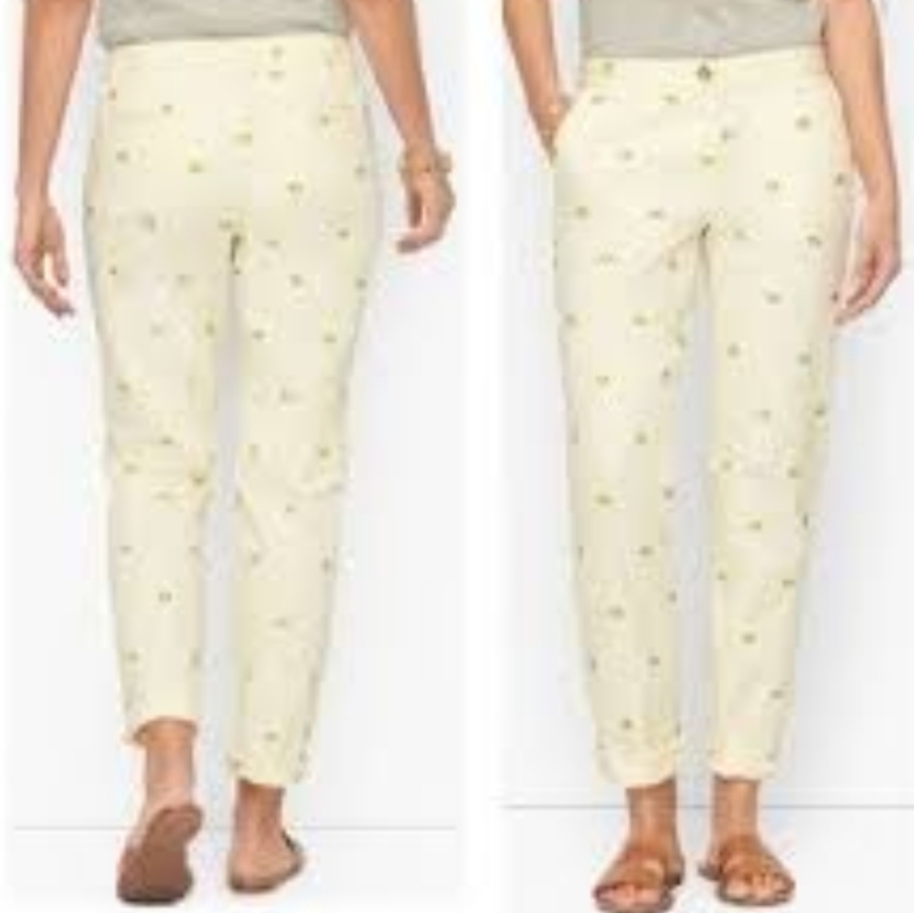 Talbots Relaxed Chinos Lemon Embroidered Size 2 New!